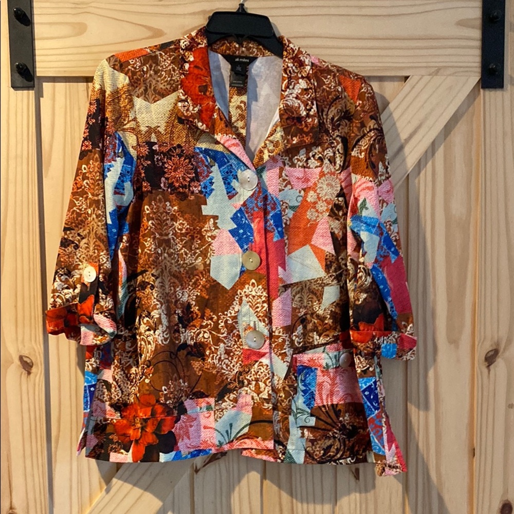 Ali Miles Multicolor Patchwork Blouse - image 1